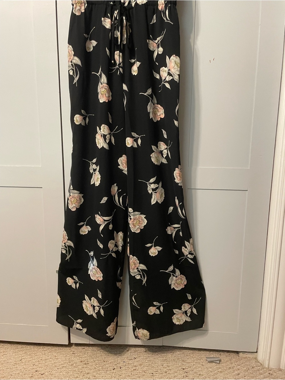 Xhilaration Black Floral Jumpsuit with Ruffle Straps - Picture 6 of 16